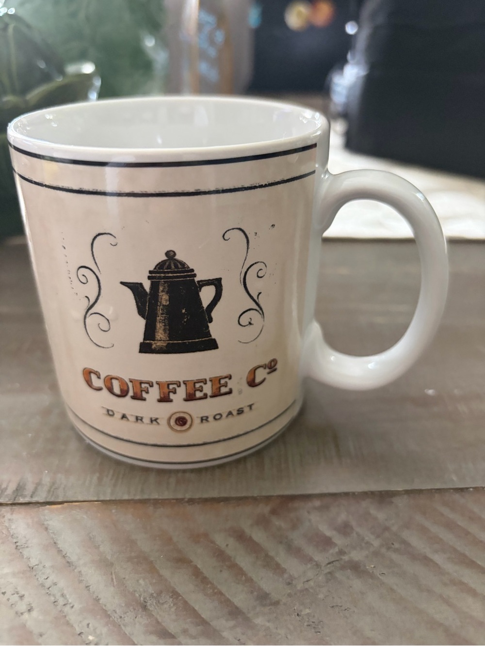Sakura White Coffee Co. Dark Roast Ceramic Mug with Black and Brown Accents